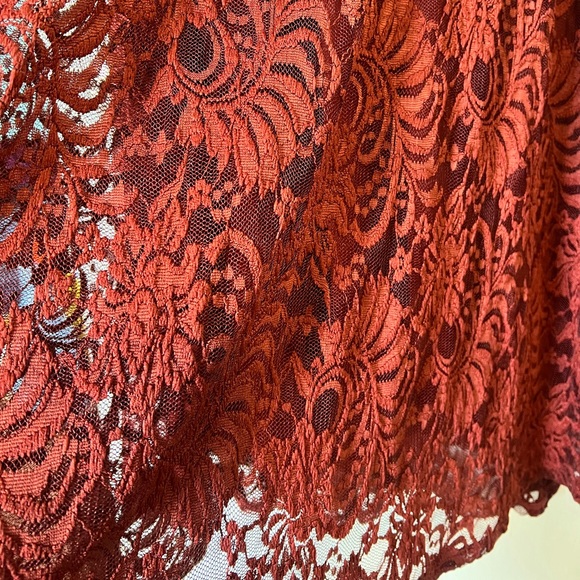TORRID Plus Size Midi Lace Fit and Flare Dress - Brick - Picture 7 of 8